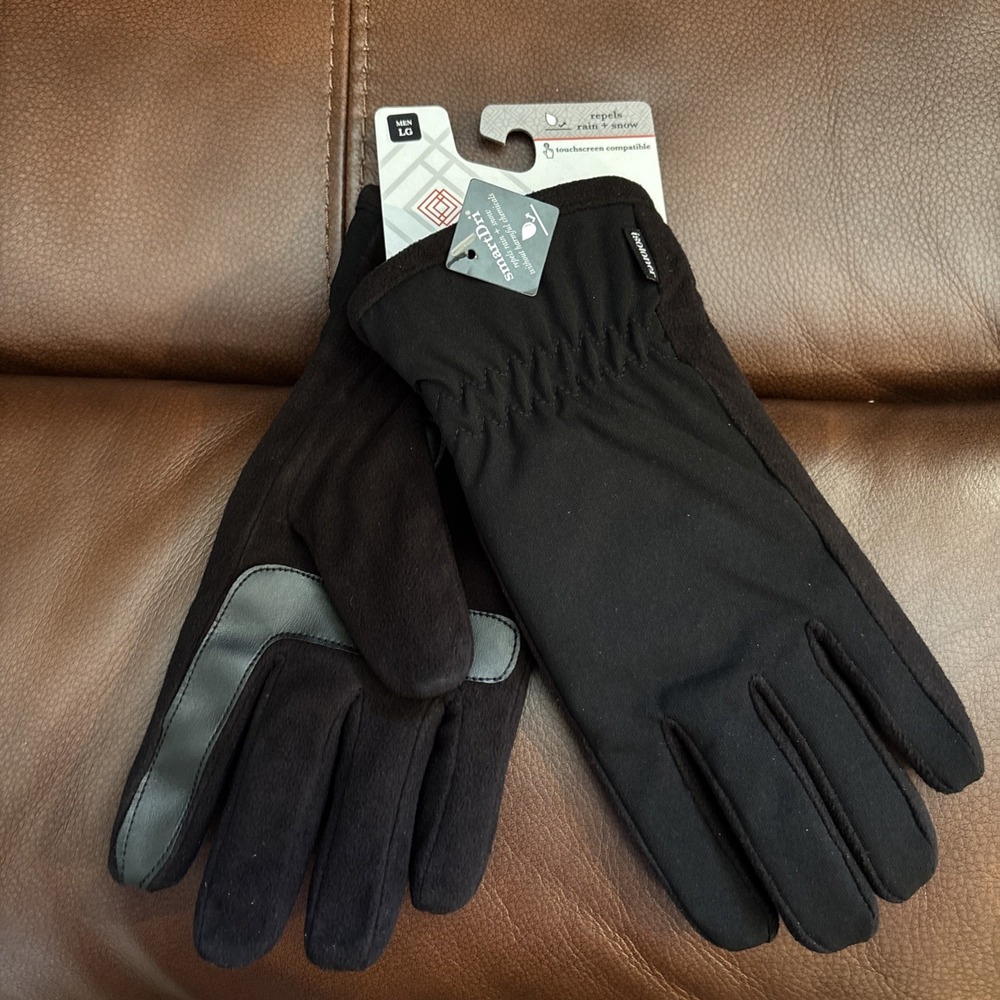 Isotoner Gloves Men Fleece Water Resistant Touch Screen Compatible LG Smart Dri